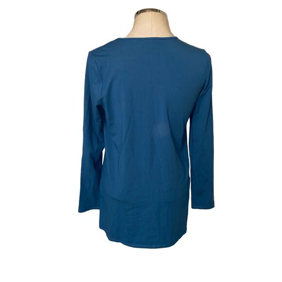J. Jill Wearever Collection Blue Long Sleeve Crewneck Tunic Top Size Small - Picture 3 of 7